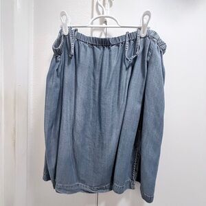 Denim Blue off shoulder Women's Blouse